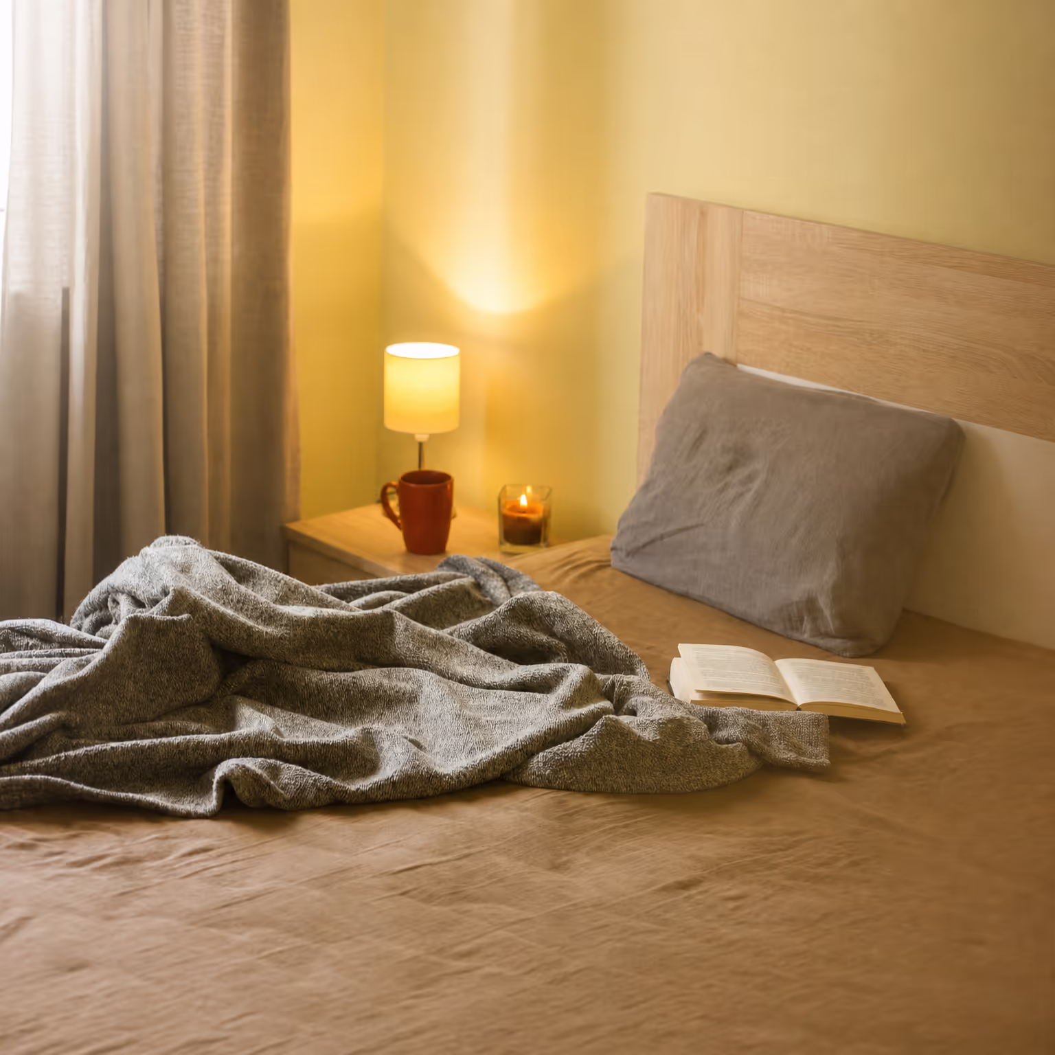 Calm bedroom in soft morning light, representing telehealth insomnia treatment in Texas